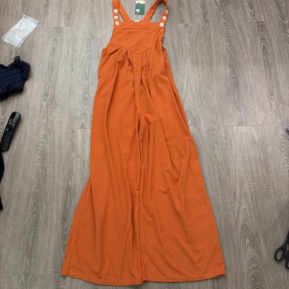 New nwt halara Jogger Overalls Size M jumpsuit Micro Waffle Knit orange